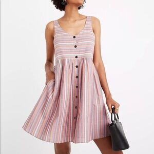 Like New! Madewell Scoopneck Tank Dress in Rainbow Stripe